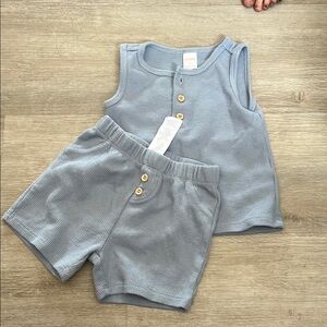 Blue Sleeveless Top and Shorts Set